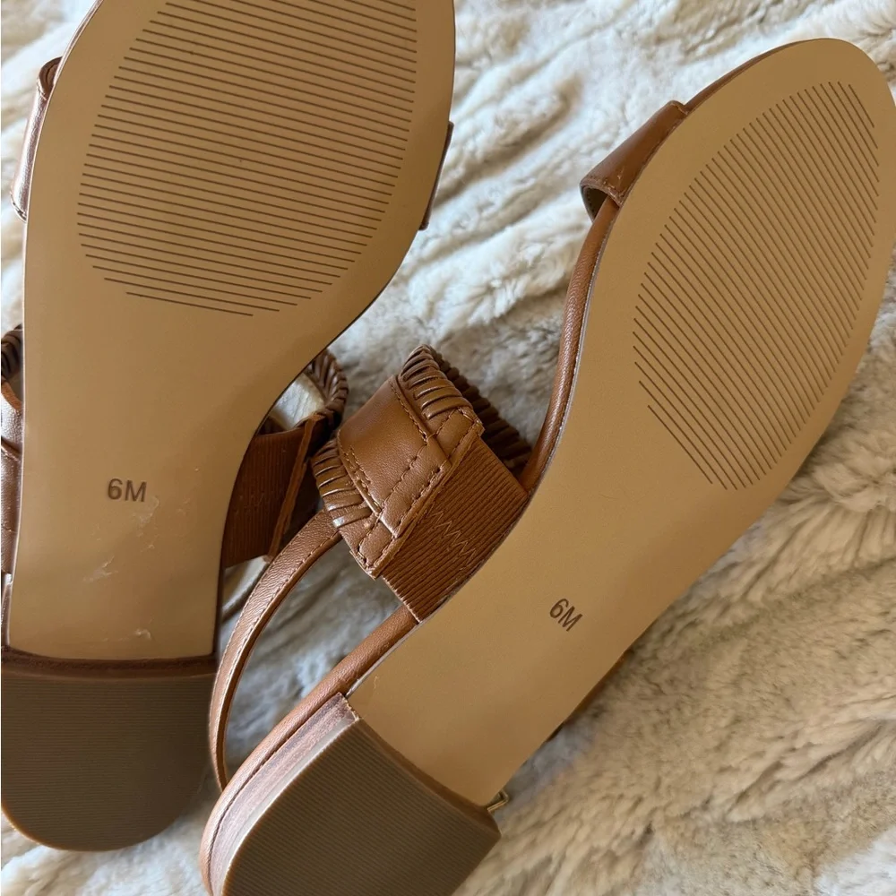 Talbots Cognac Braided-Strap Leather Sandals - Picture 3 of 4